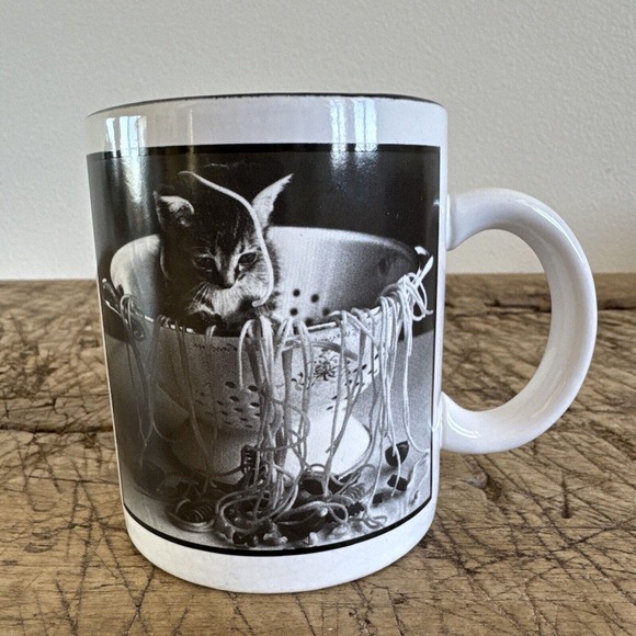 Vintage Curious Cat Spaghetti David McEnery Coffee Mug 1997 Cute Collectible - Picture 4 of 9